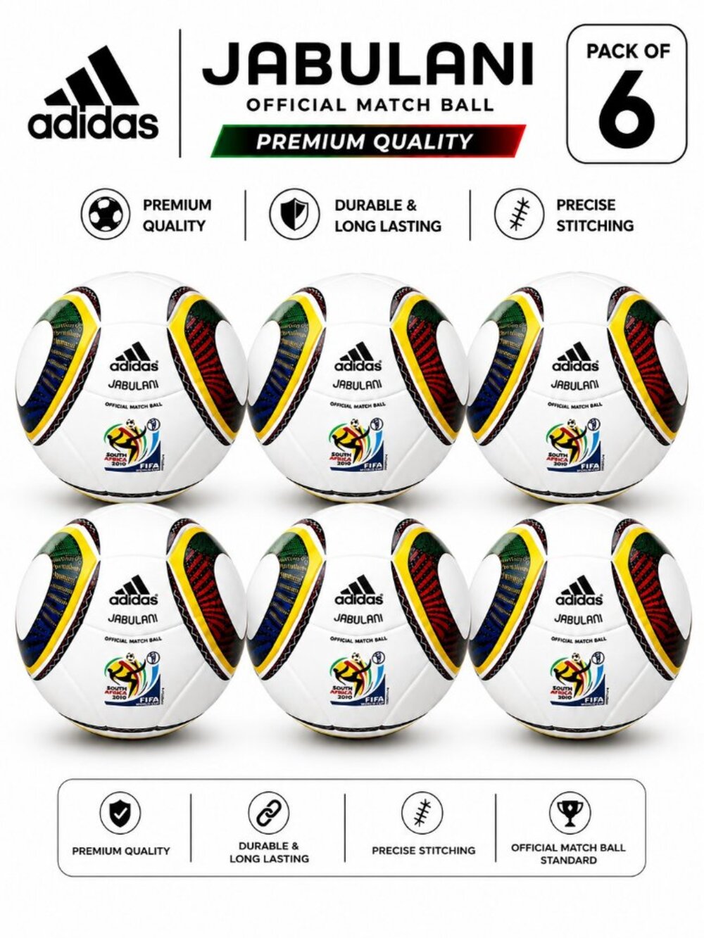 Jabulani Football Match Ball FIFA World Cup 2010 Soccer Ball Size 5